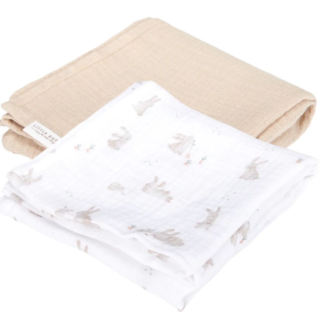 Set de 2 langes en gaze de coton Baby Bunny (70 x 70 cm) (Little Dutch) - Image 1
