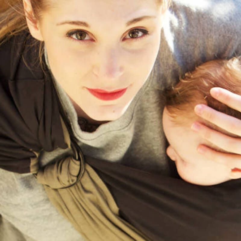 Petite Echarpe Sans Noeud - Anthracite, Olive (reversible) | Porte-bébé sling (Love Radius) - Image 4