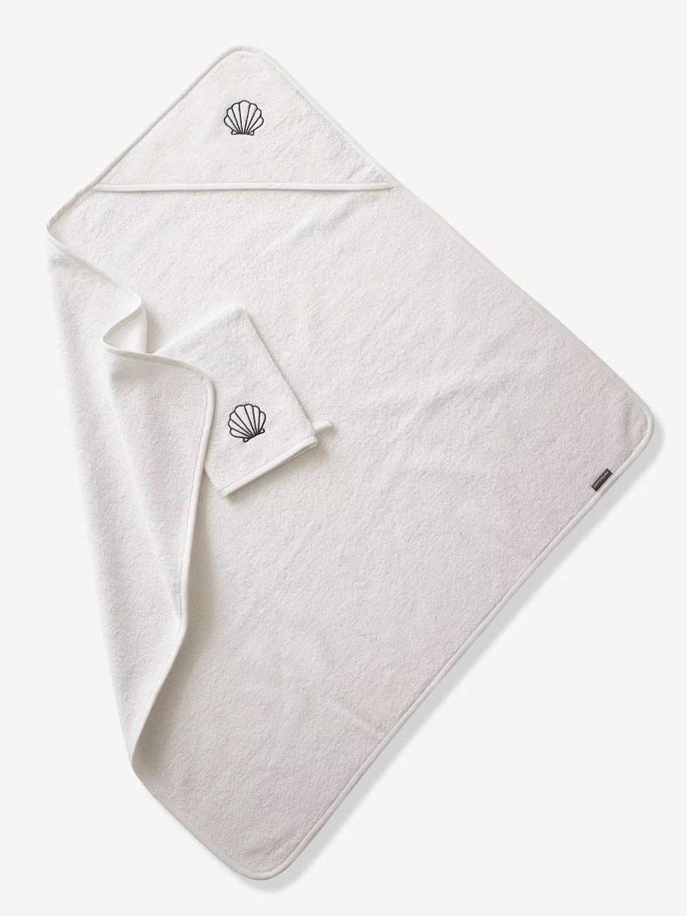 Cape de bain personnalisable et gant de toilette blanc (Vertbaudet) - Image 2