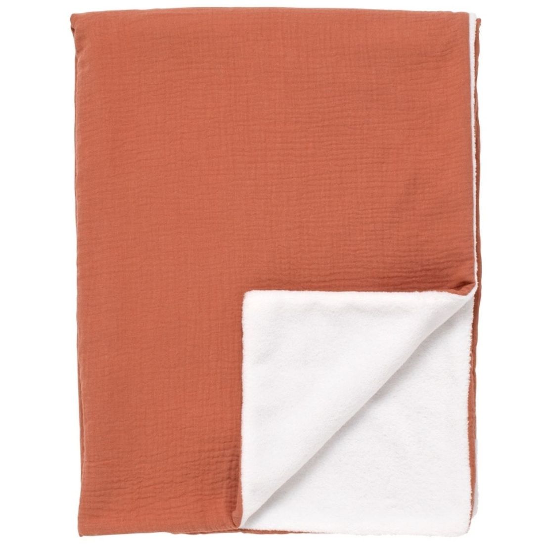 Couverture polaire et gaze de coton Terracotta (75 x 100 cm) (Sauthon) - Couverture