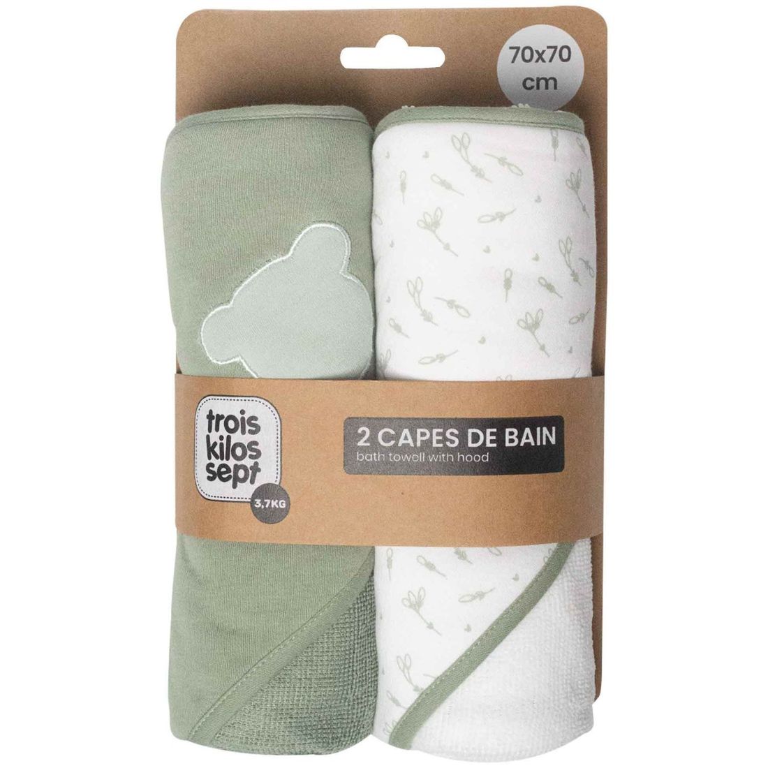 Lot de 2 capes de bain Ours (70 x 70 cm) (Trois Kilos Sept) - Image 5