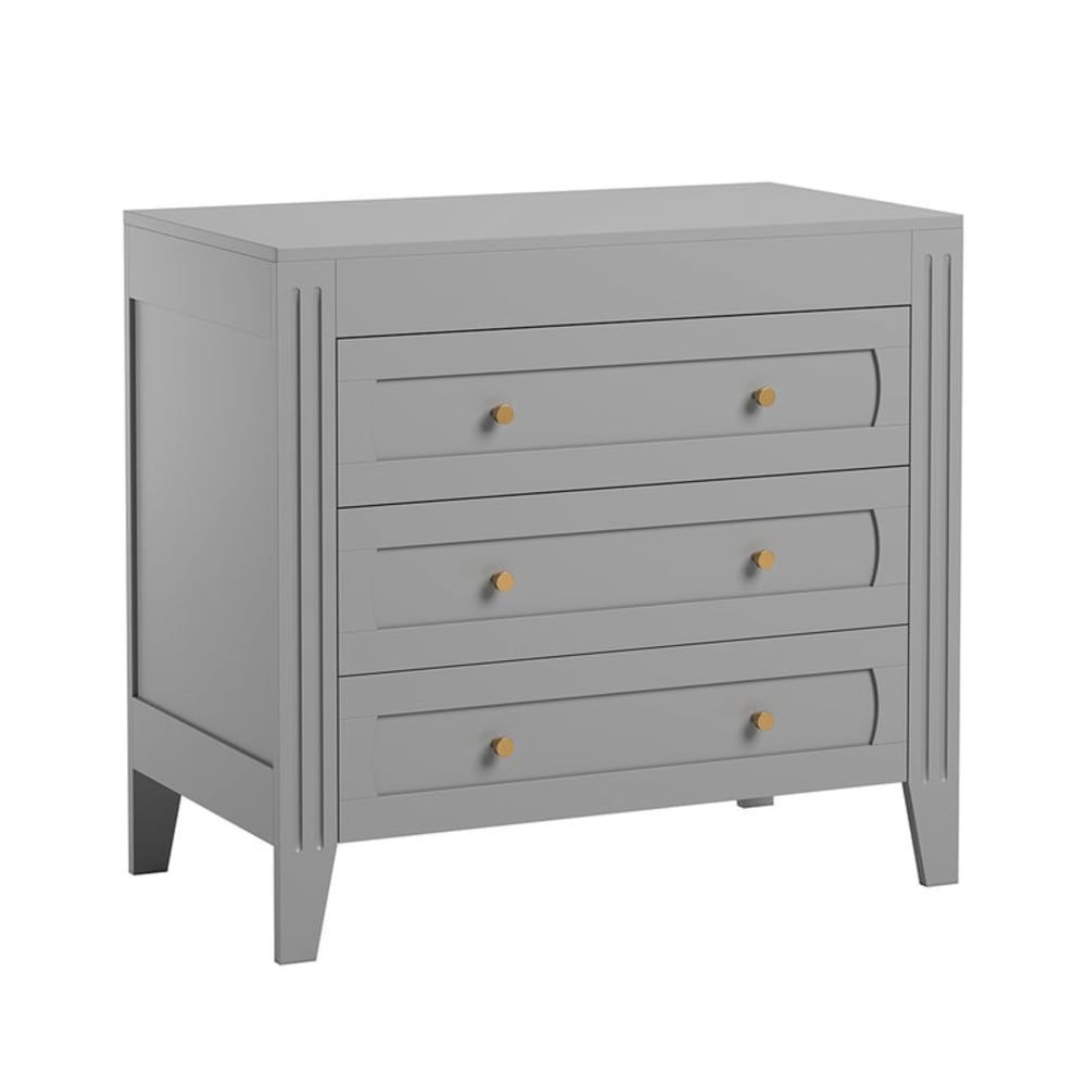 Commode 3 tiroirs milenne panneaux mélaminés gris (Vox) - Image 1