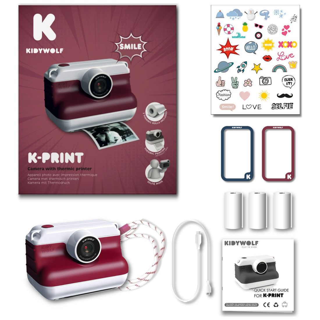 Appareil photo instantané K-PRINT bordeaux (Kidywolf) - Image 4