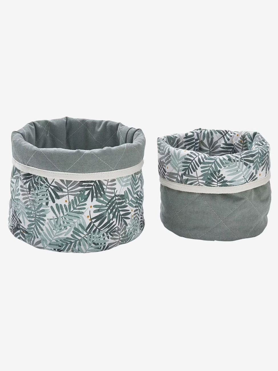 Lot de 2 petits paniers de rangement réversibles HANOÏ beige (Vertbaudet) - Image 1
