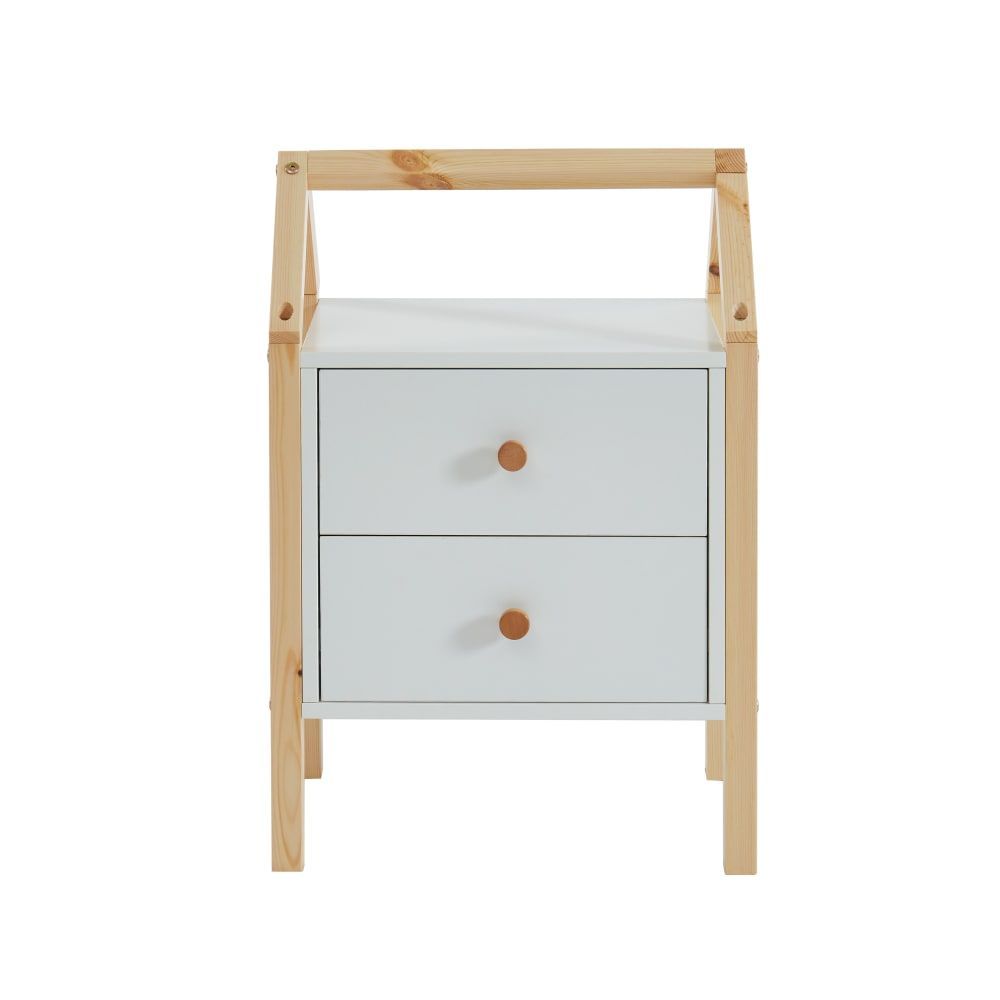 Table de chevet enfant blanc 2 tiroirs (Baita) - Image 2
