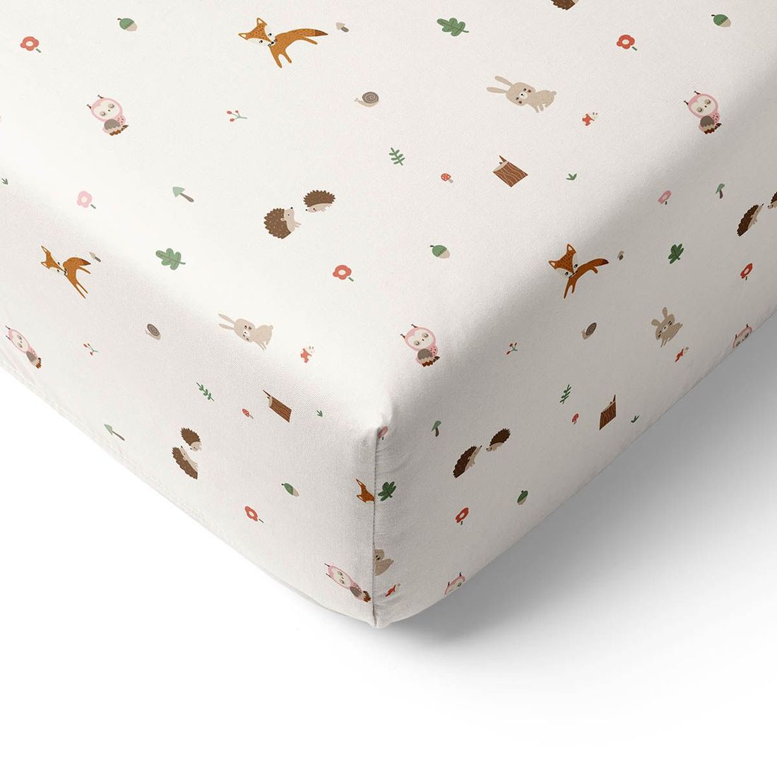 Petite Amélie | Drap-housse enfant Woodland | Coton biologique | Blanc cassé | 70x140 cm | Linge de lit forêt certifié OEKO-TEX et GOTS (Petite Amélie) - Image 1