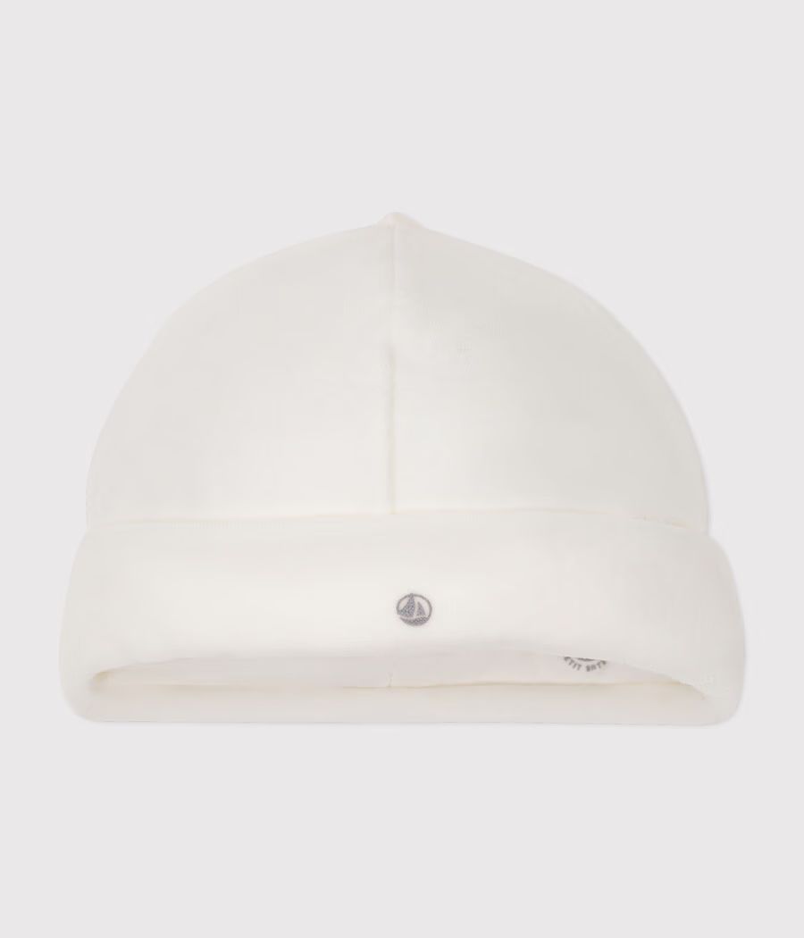 Bonnet naissance bébé en velours uni en coton (Petit Bateau) - Couverture