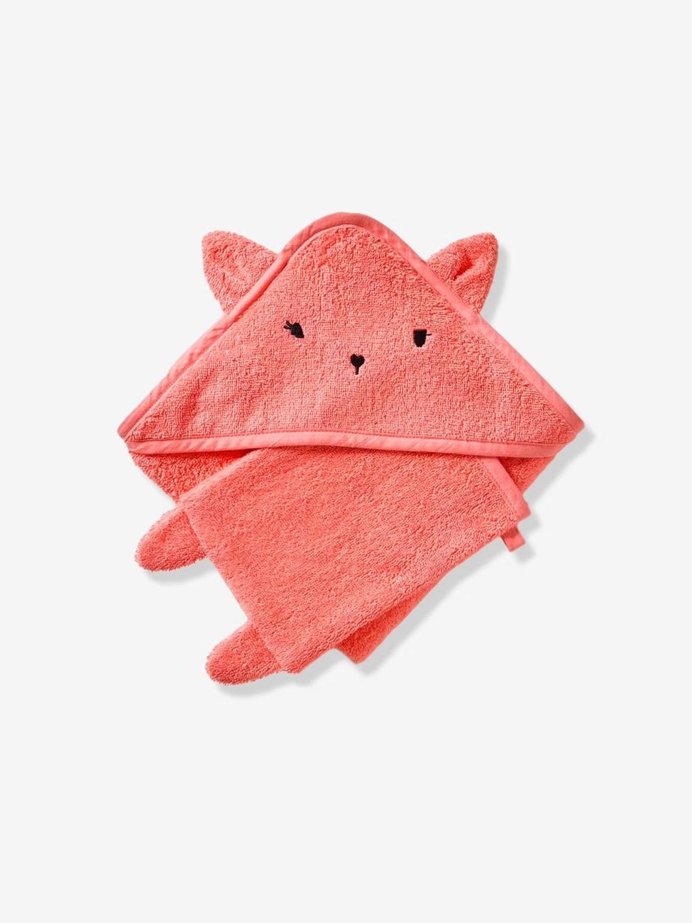 Cape de bain + gant de toilette BIO* rose (Vertbaudet) - Couverture