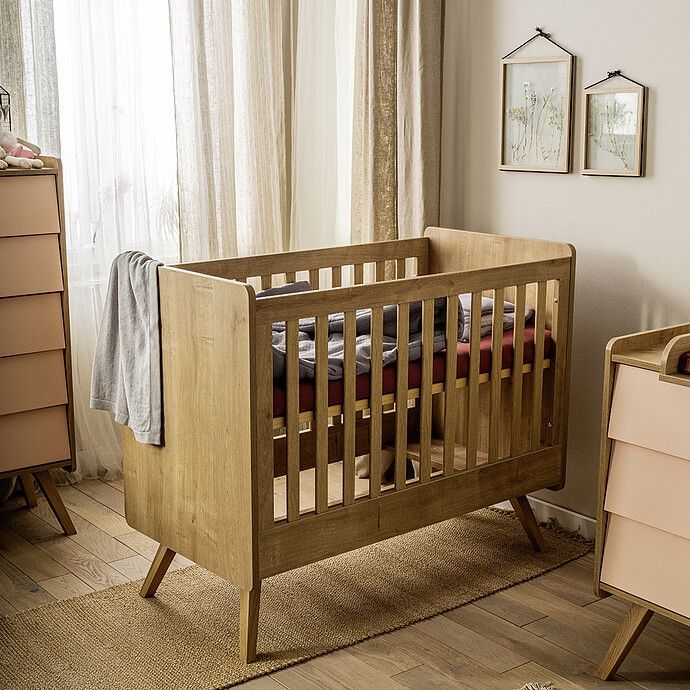Lit Bébé Vintage Chêne - 60 x 120 cm (Vox Meubles) - Image 2
