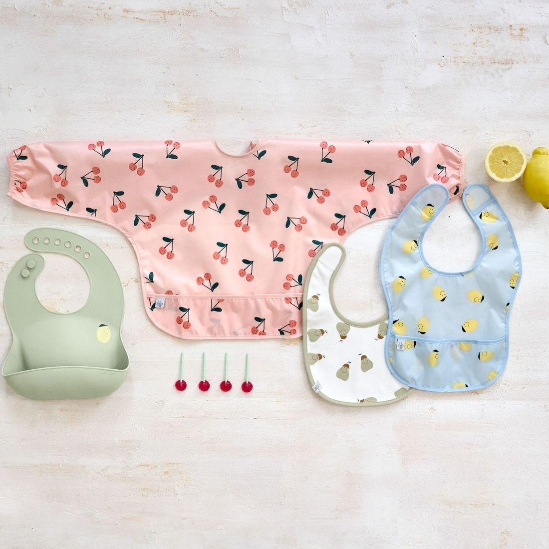 Bavoir en silicone avec poche Happy Fruits Citron (Lassig) - Image 3