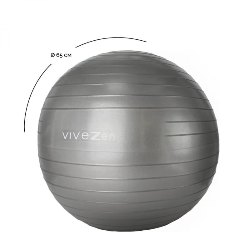 Ballon de yoga - 65 cm - gris (Vivezen) - Image 2