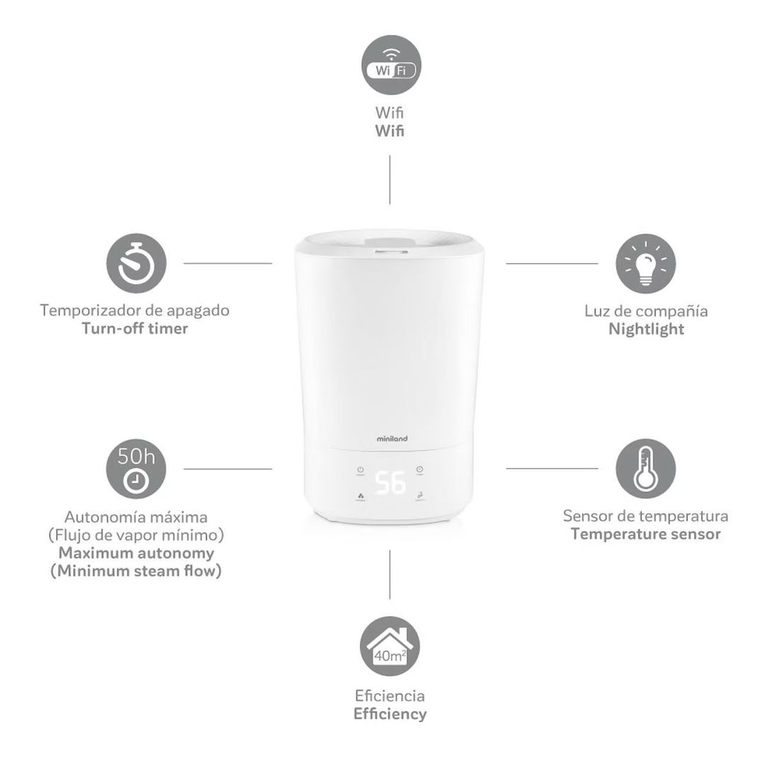 Humidificateur Wifi Humitop Connect Blanc (Miniland) - Image 1