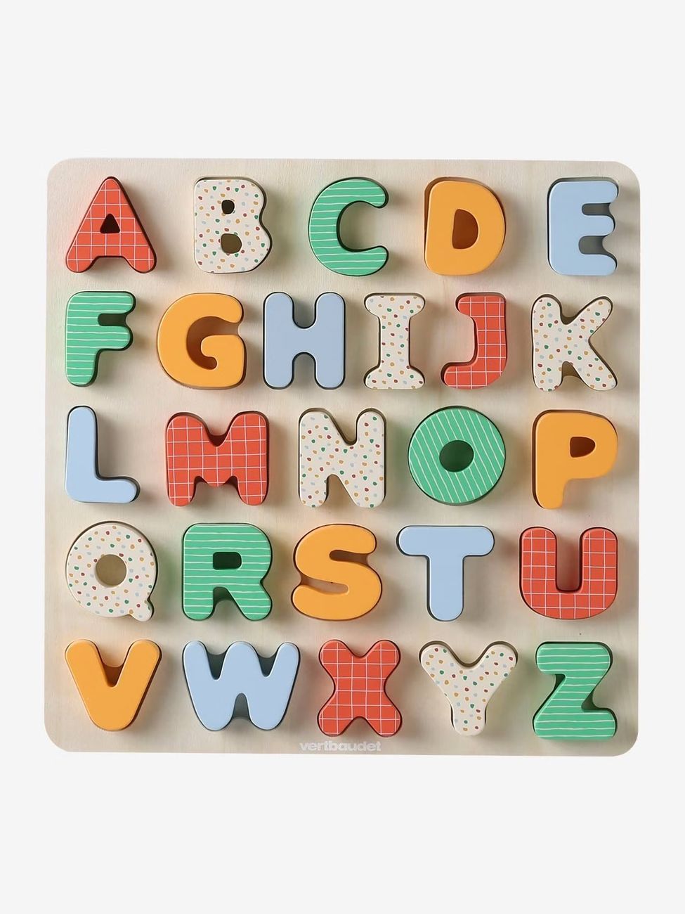 Puzzle alphabet à encastrer en bois FSC® rouge (Vertbaudet) - Couverture