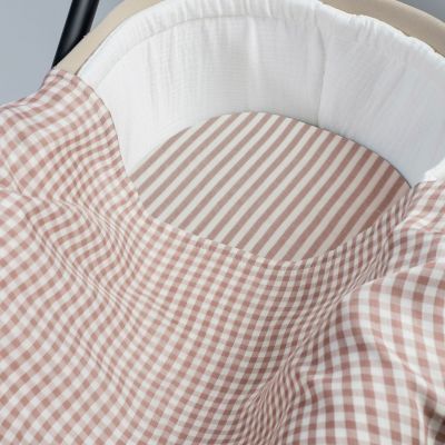 Drap housse pour nacelle Rayures et Lange Praliné Vichy Moka (Walking Mum) - Image 2
