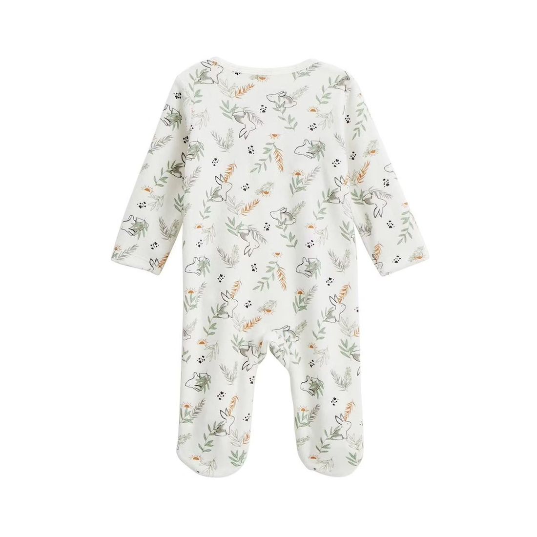Pyjama Bébé En Velours Ouverture Pont Frimousse Ecru (Petit Beguin) - Image 2