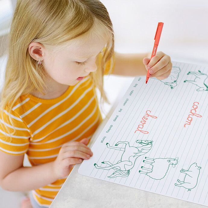 Set de Table à Colorier Réversible et son Feutre - Les Animaux de la Ferme (Super Petit) - Image 1