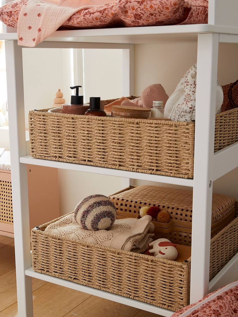 Panier de rangement pour table à lange en corde de papier beige (Vertbaudet) - Image 1