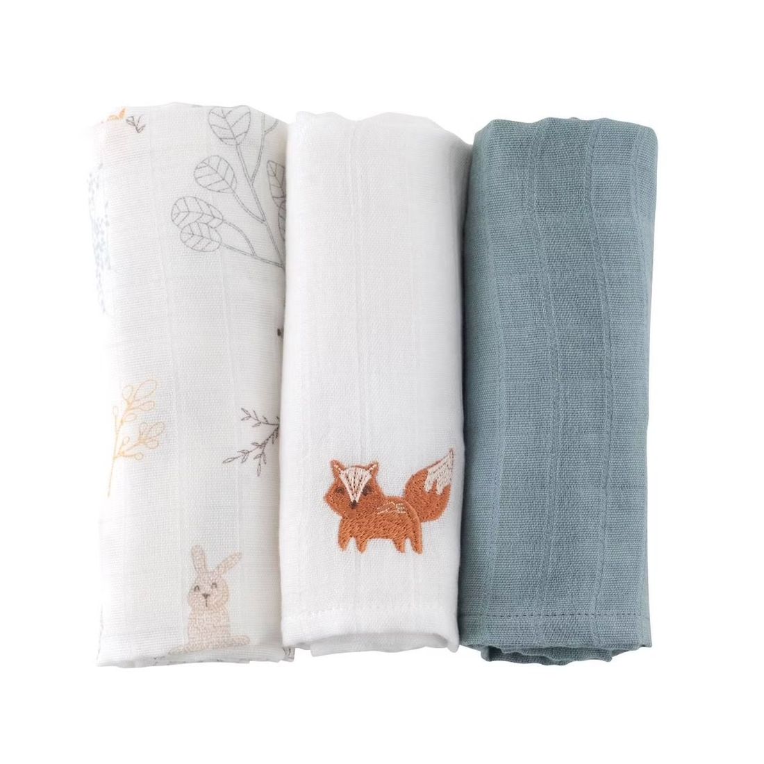 Lot De 3 Langes Gaze De Coton Bio Forêt (Little Crevette) - Image 1