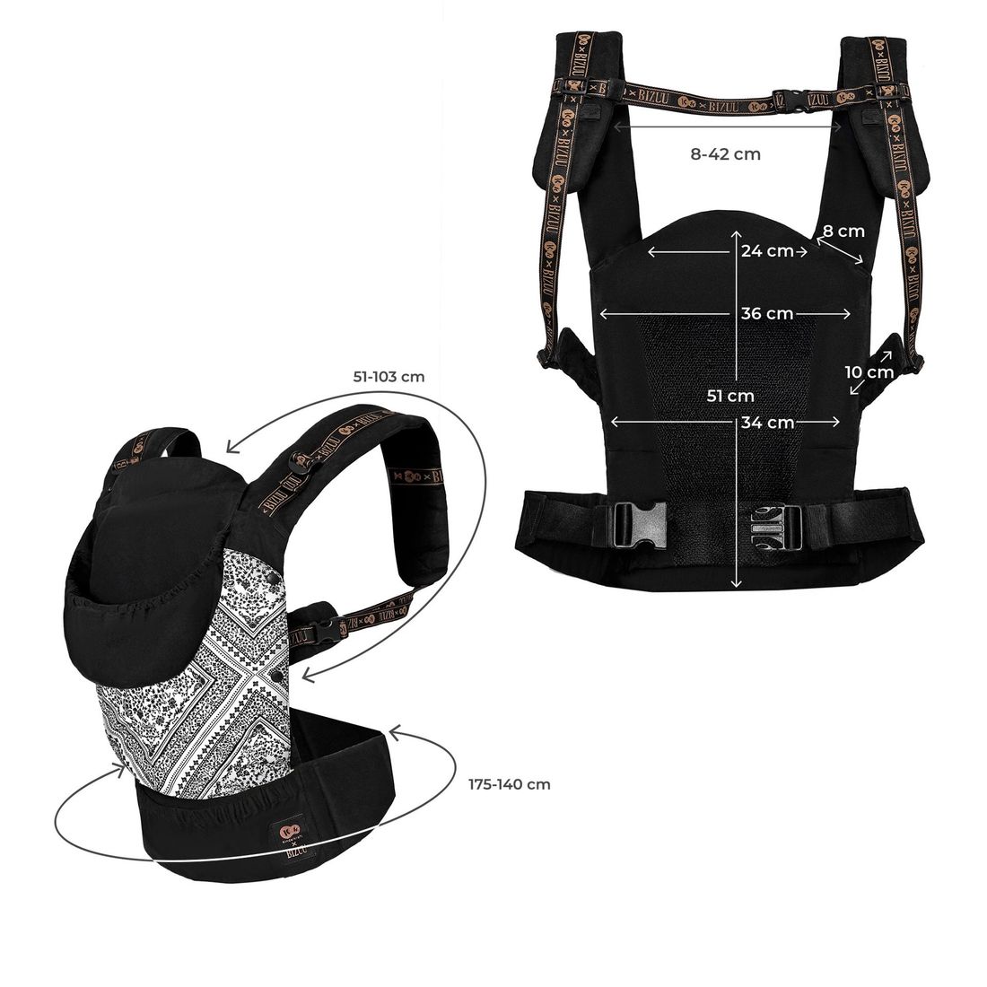 Porte-bébé ergonomique HUGGY Lunar Black BIZUU (Kinderkraft) - Image 11
