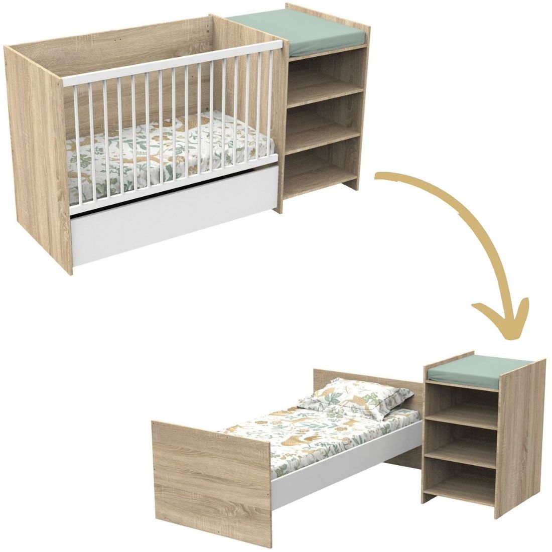 Lit combiné évolutif Up chêne doré (60 x 120 cm) (Baby Price) - Couverture