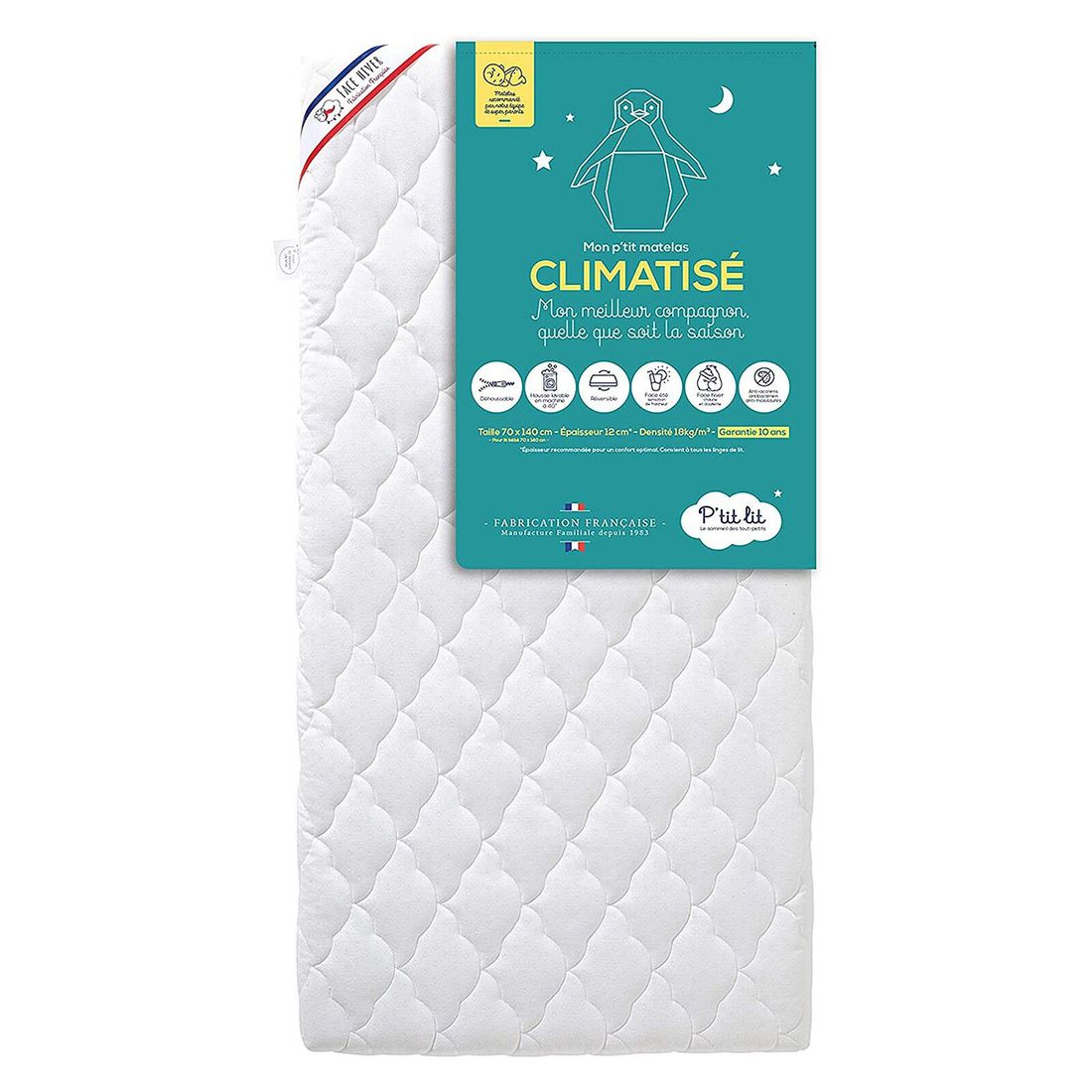 Matelas Mon P'tit Matelas Climatisé Anti-acariens - 70 x 140 cm (P'Tit Lit) - Image 1