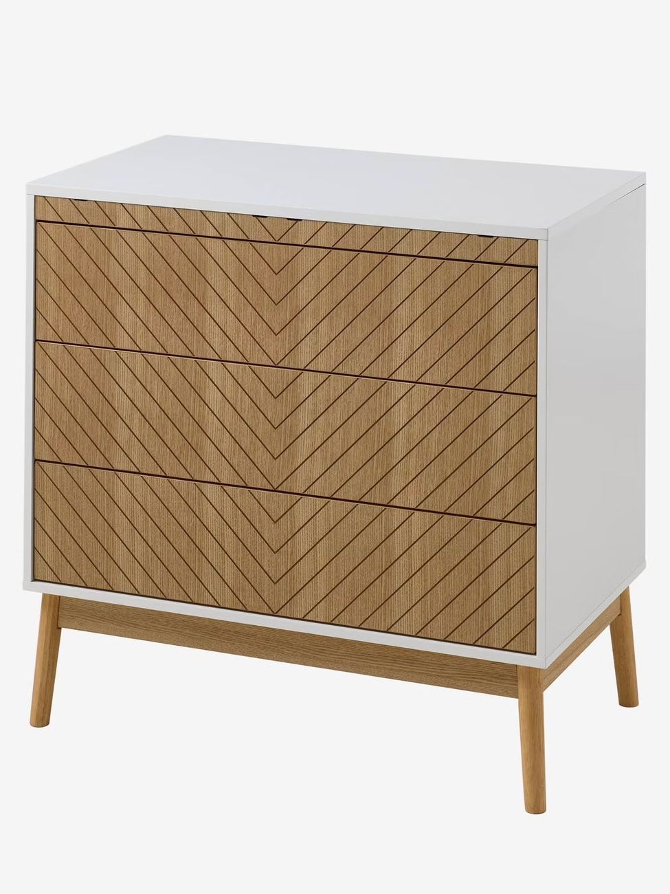 Commode 3 tiroirs LIGNE CHEVRONS bois (Vertbaudet) - Image 2