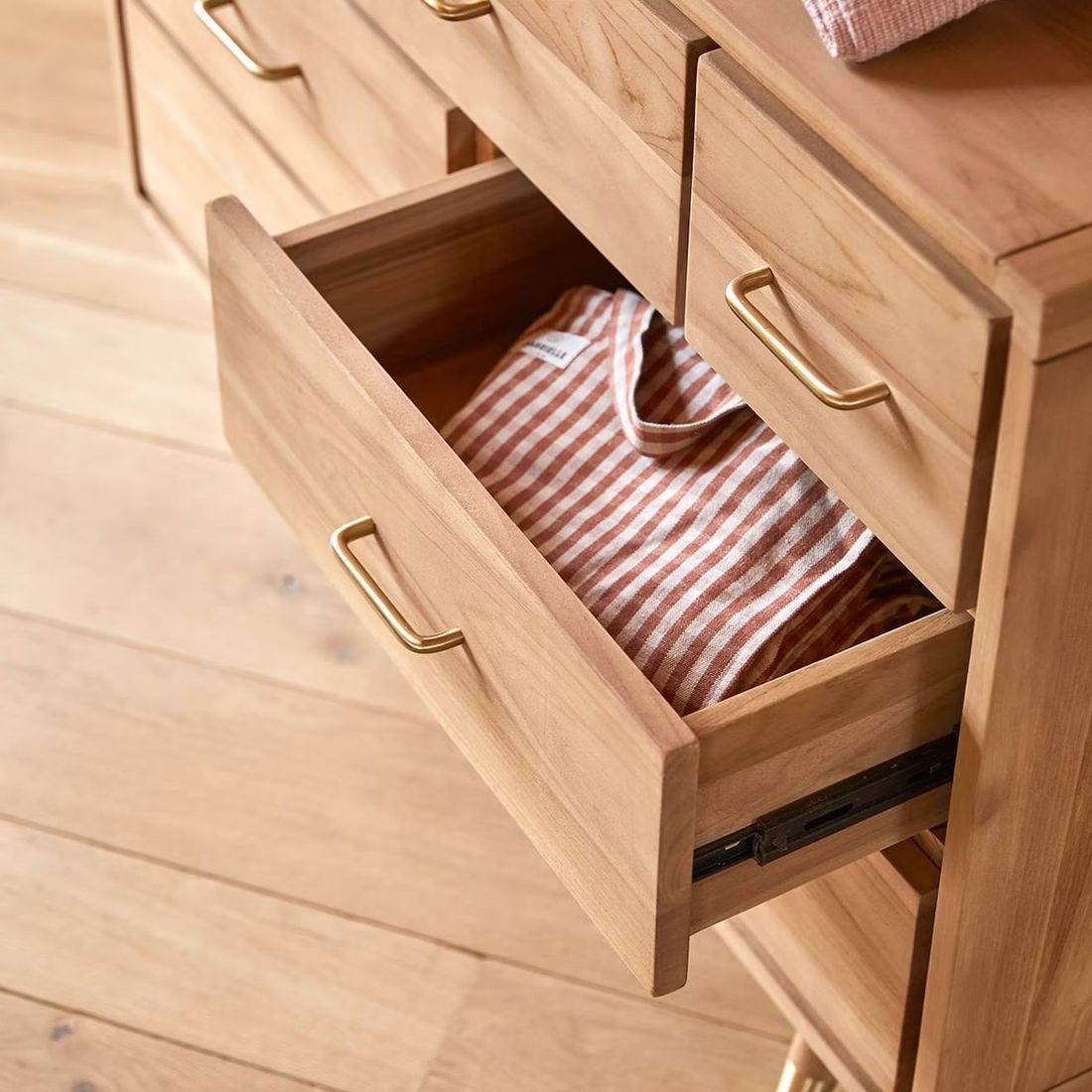 Commode Enfant En Bois De Teck 6 Tiroirs Kort Naturel (Tikamoon) - Image 2