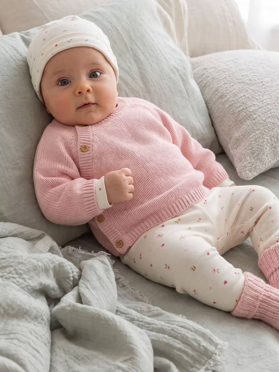 Ensemble 5 pièces naissance bébé fille rose (Vertbaudet) - Image 1