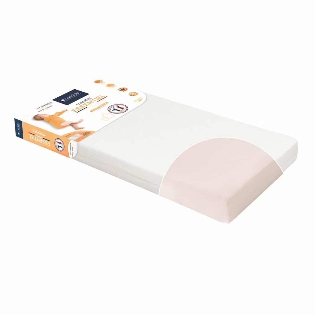 Matelas Bébé Essentiel - Confort Traditionnel Blanc (Candide) - Image 3