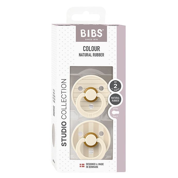 Lot de 2 Sucettes Rondes Bibs Studio Pin Ivory Vanilla Mix - 6/18 Mois (Bibs) - Image 1