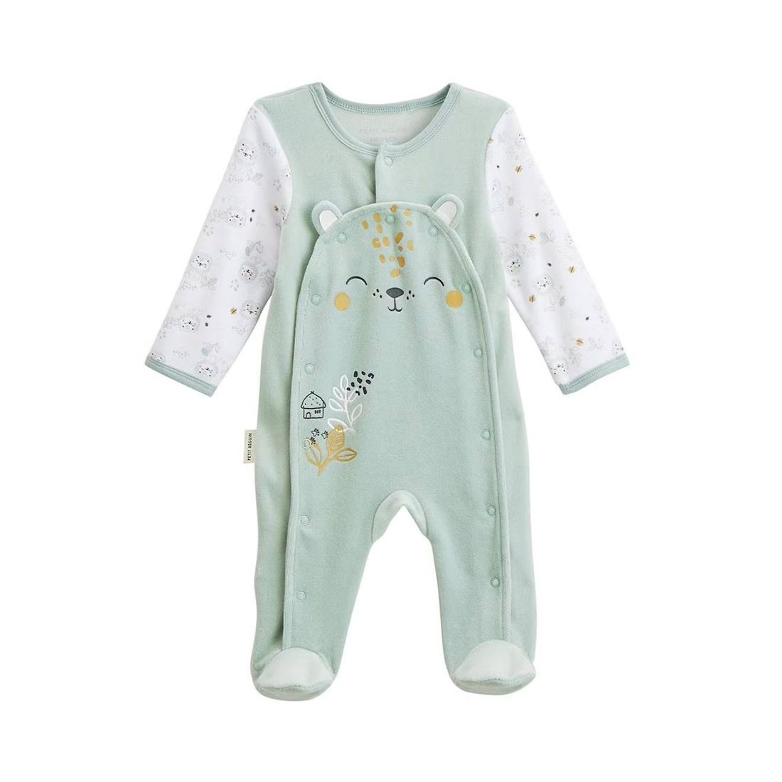 Pyjama Bébé En Velours Ouverture Pont Kenya Vert (Petit Beguin) - Image 1