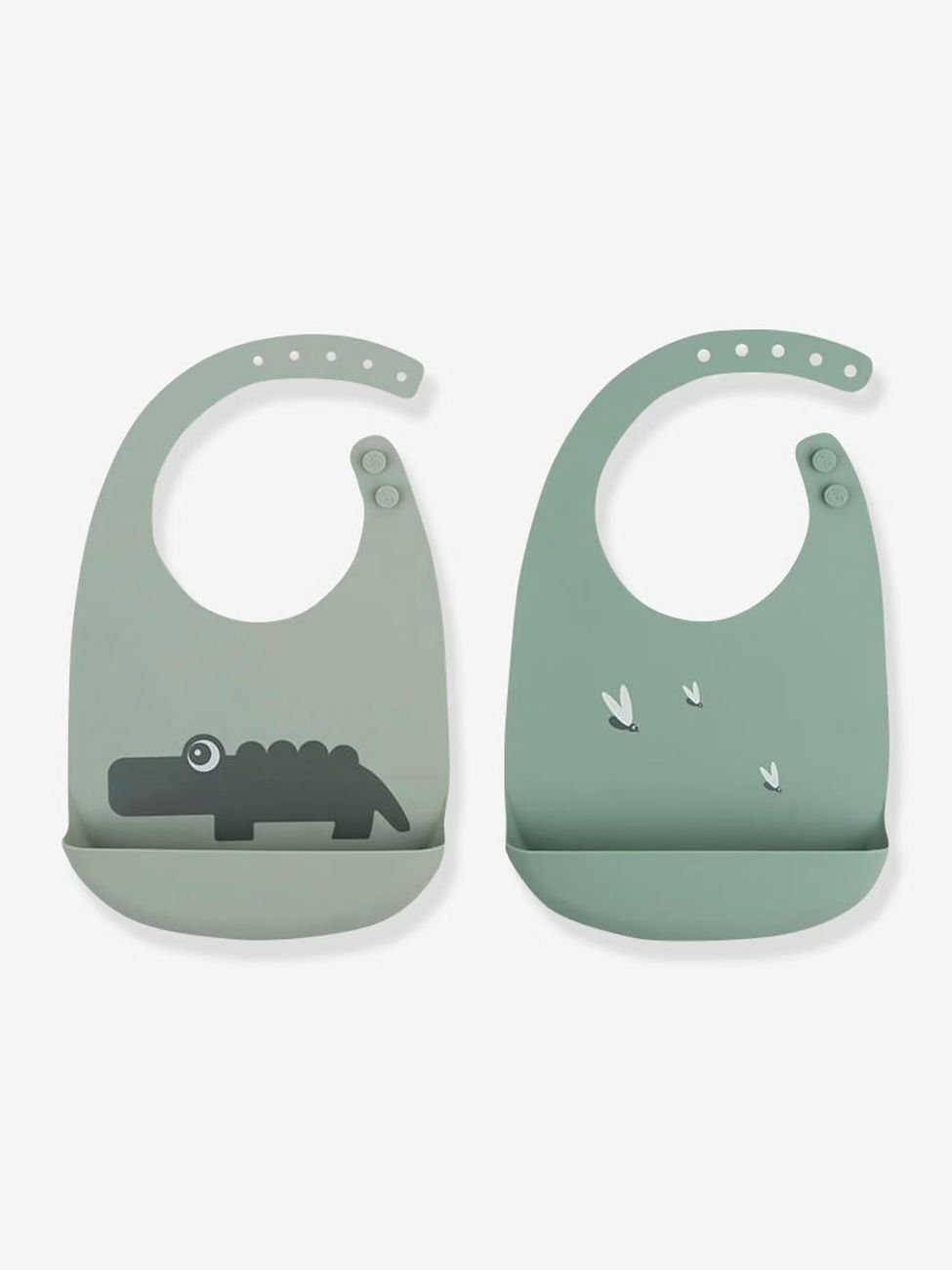 Lot de 2 bavoirs silicone Croco vert (Done by deer) - Couverture