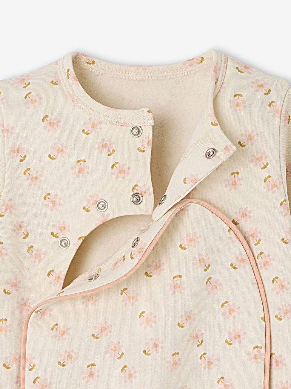 Pyjama bébé fille naissance en molleton écru (Vertbaudet) - Image 2