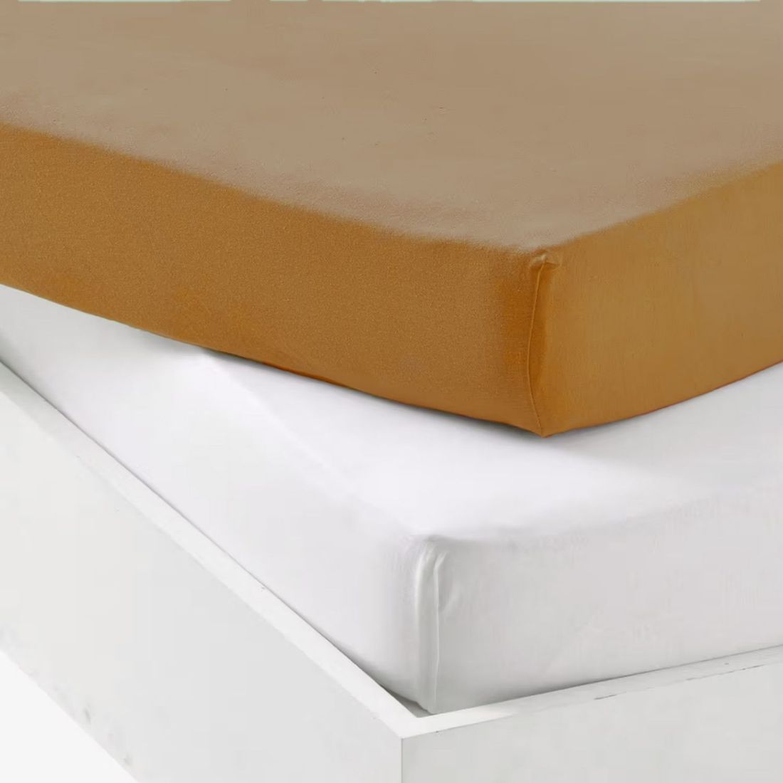 Lot alèse et drap housse Blanc-Caramel (70 x 140 cm) (Mon P'tit Dodo) - Image 1