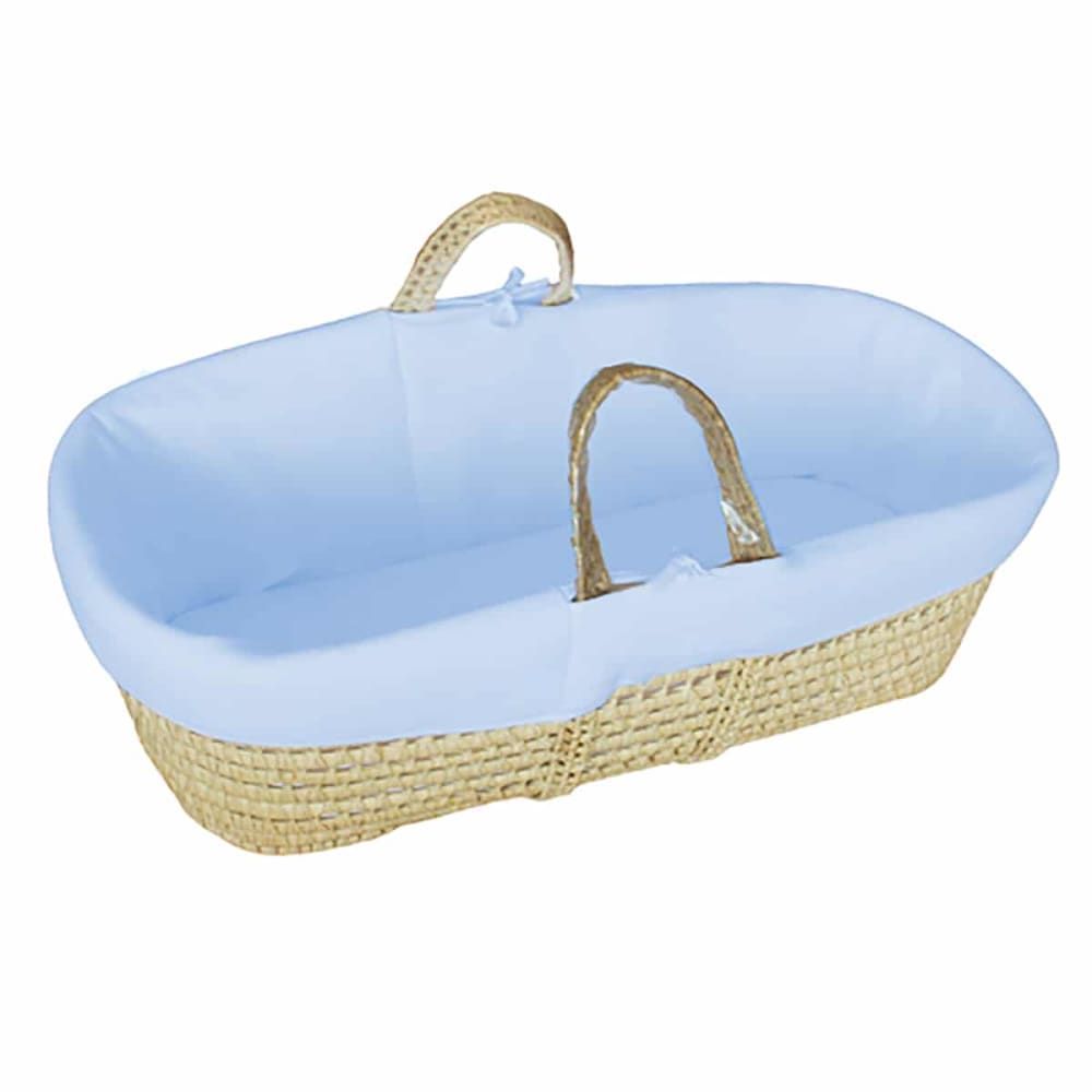 Couffin bébé avec matelas, habillage en velours - coton bio - azur (Premiers Moments) - Image 1