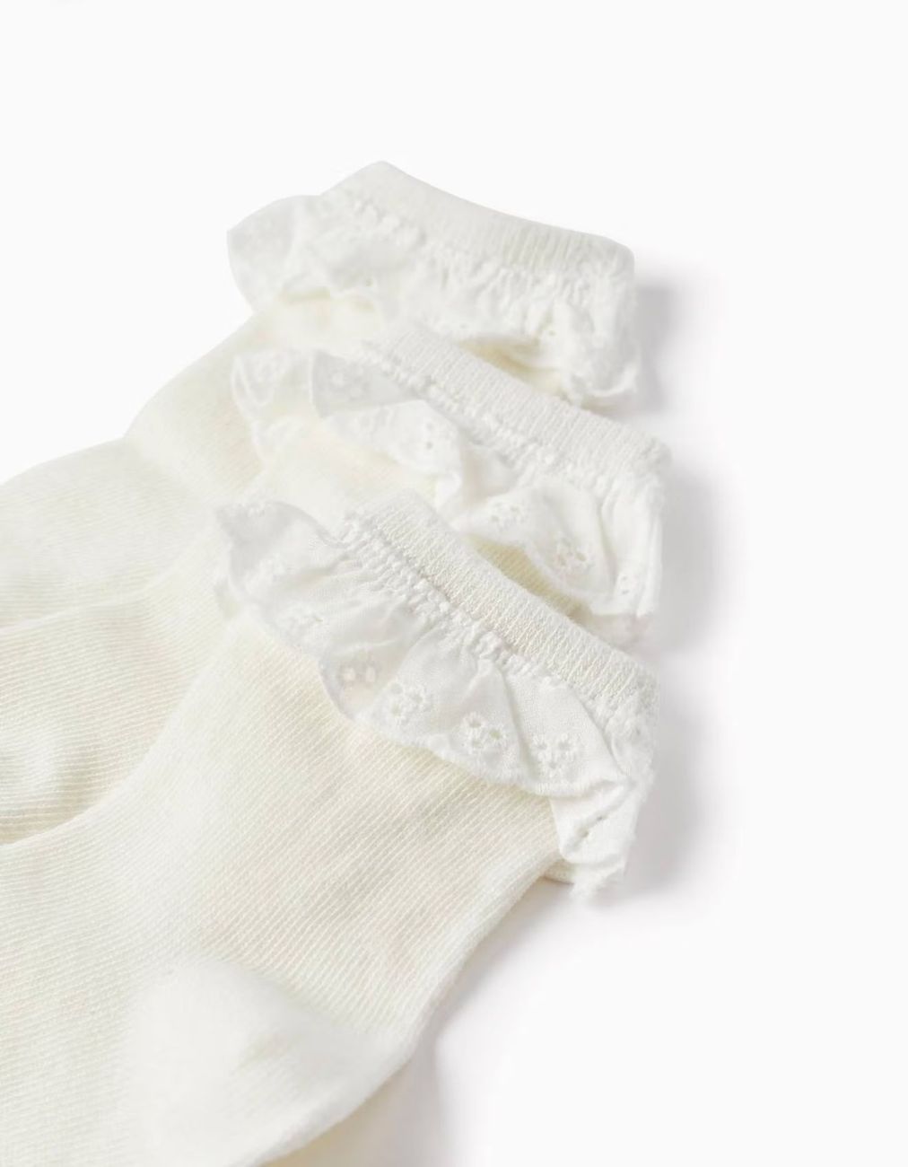 Pack 3 Paires De Chaussettes Avec Broderie Anglaise Blanc (Zippy) - Image 1