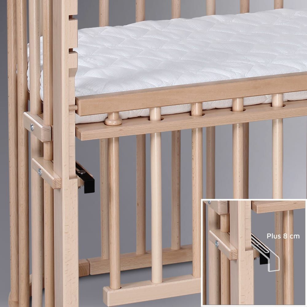 Grand lit berceau cododo en bois naturel avec matelas - maxi comfort + (BABYBAY) - Image 1