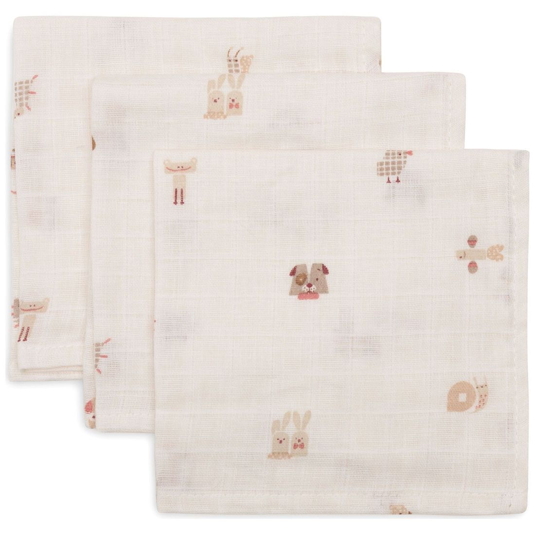 Lot de 3 mini langes en gaze de coton Animal Friends (31 x 31 cm) (Jollein) - Couverture