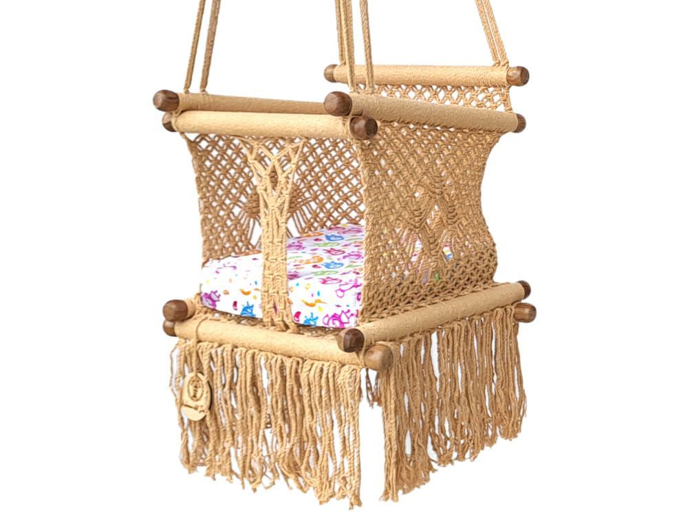 Hamac bébé macramé taupe (Hamac Del Sol) - Image 1