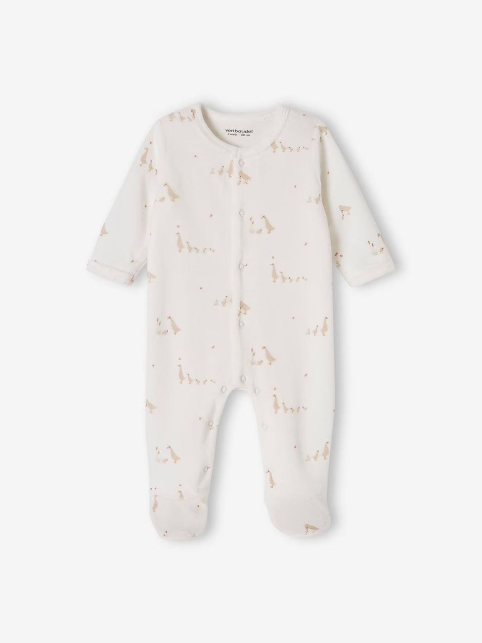 Lot de 2 pyjamas mixtes velours ouverture naissance cappuccino (Vertbaudet) - Image 2