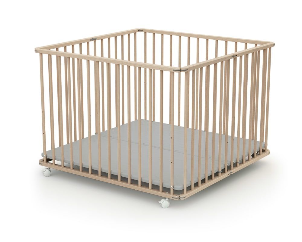 Parc bébé pliant en bois hêtre brut 100 x 100 cm (Webaby) - Couverture