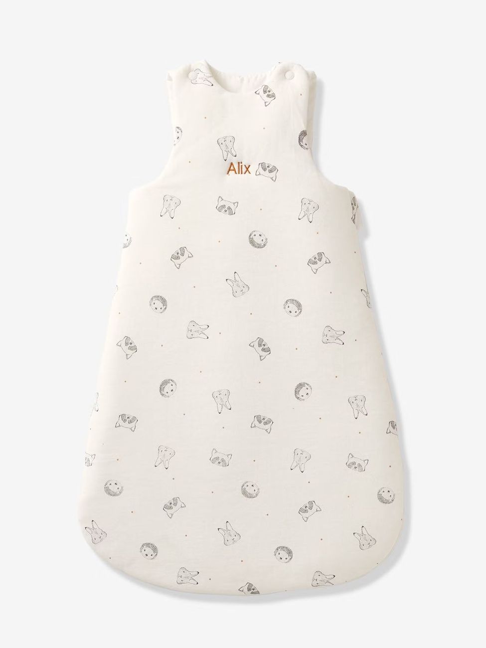Gigoteuse en coton bio* MINI COMPAGNIE personnalisable écru / gris (Vertbaudet) - Image 1
