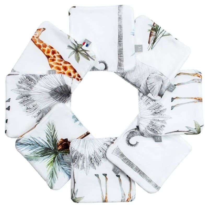 Lingettes lavables bambou lot 8 safari (Sevira Kids) - Couverture
