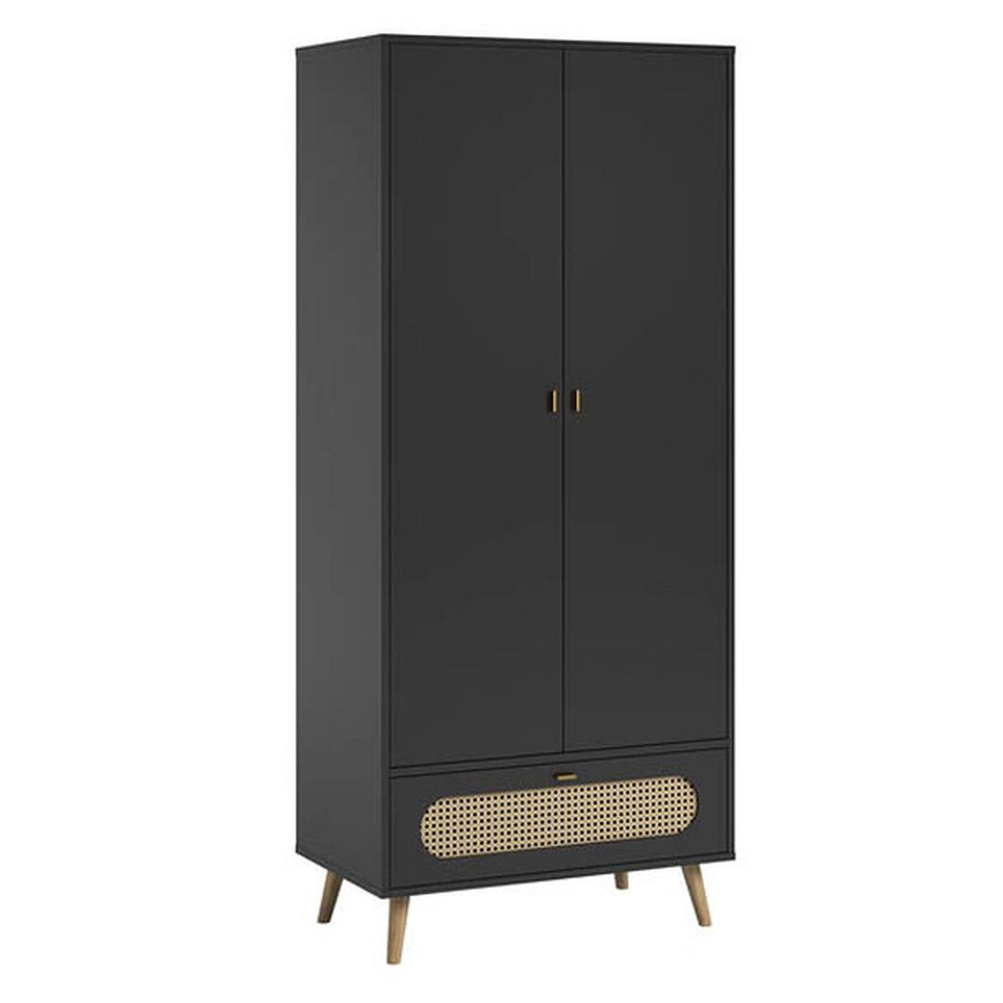 Armoire 2 Portes Canne - Noir (Vox Meubles) - Couverture