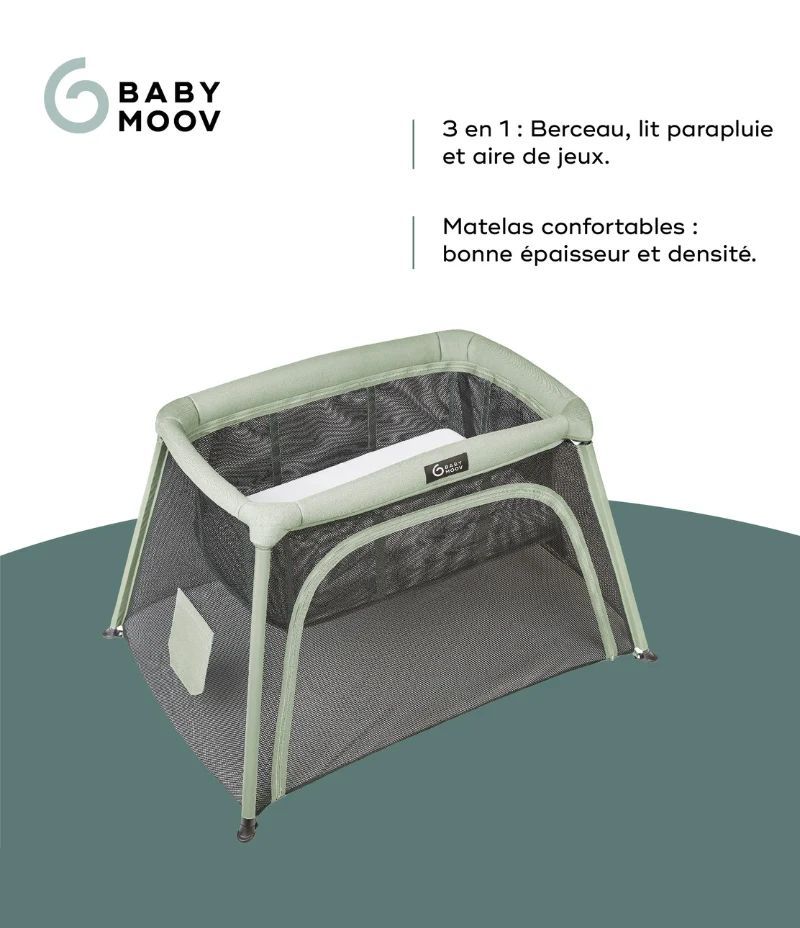 Lit parapluie bébé avec berceau intégré, 0 à 4 ans – Moov & Comfy (Babymoov) - Image 6