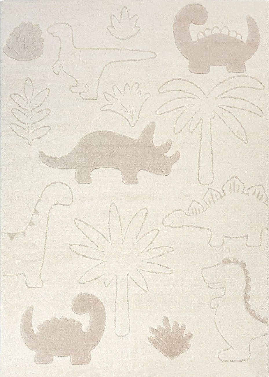 Tapis enfant dinosaure, crème, 80 x 150 cm (The carpet) - Image 1