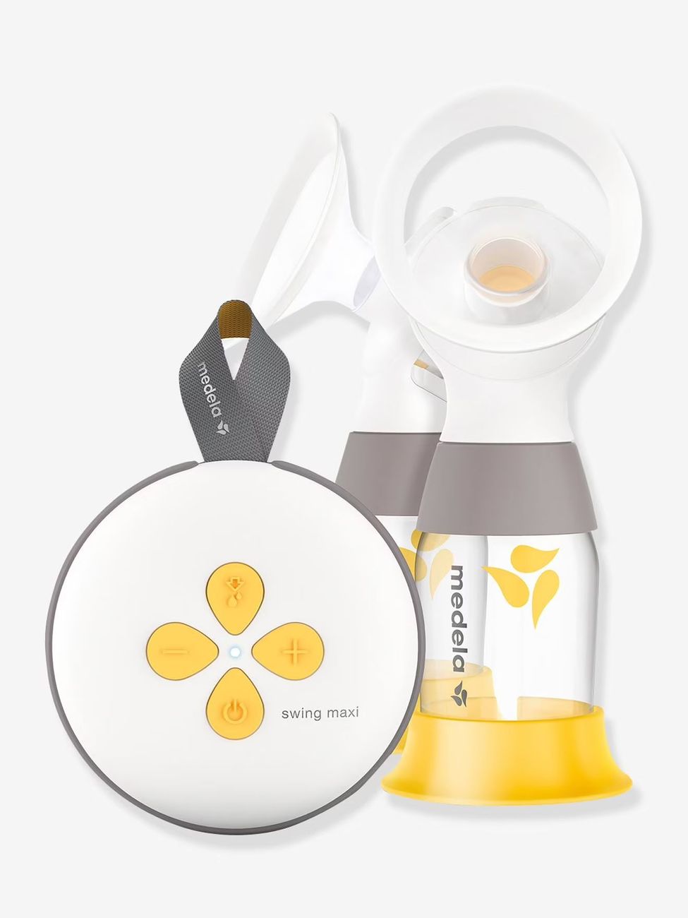 Tire-lait électrique double rechargeable Swing Maxi + 2 téterelles blanc/jaune (Medela) - Image 1