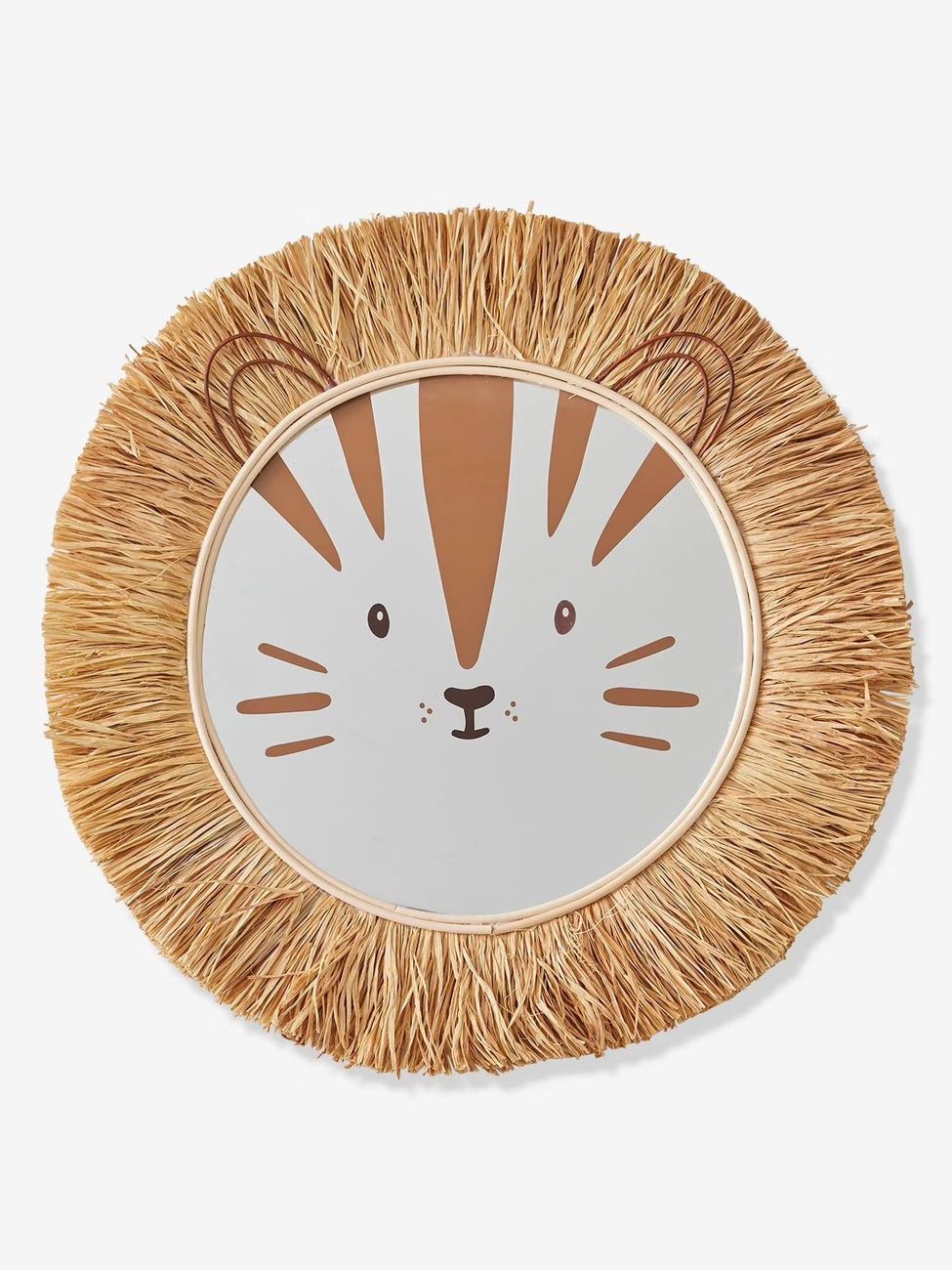 Miroir XL Lion en rotin et raphia moka (Vertbaudet) - Image 2
