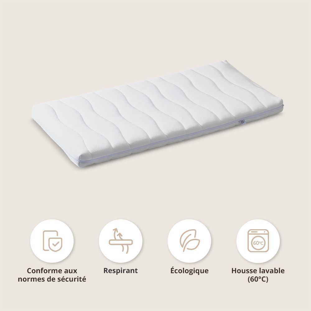 Petite Amélie | Matelas bébé Nova | Mousse premium durable | Lavable | 45x90 cm | Matelas bébé recyclable avec housse lavable pour un couchage sain (Petite Amélie) - Image 3