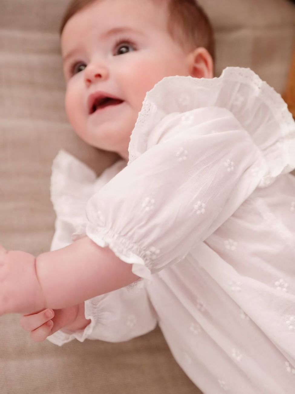 Blouse cérémonie brodée naissance manches longues blanc (Vertbaudet) - Image 1